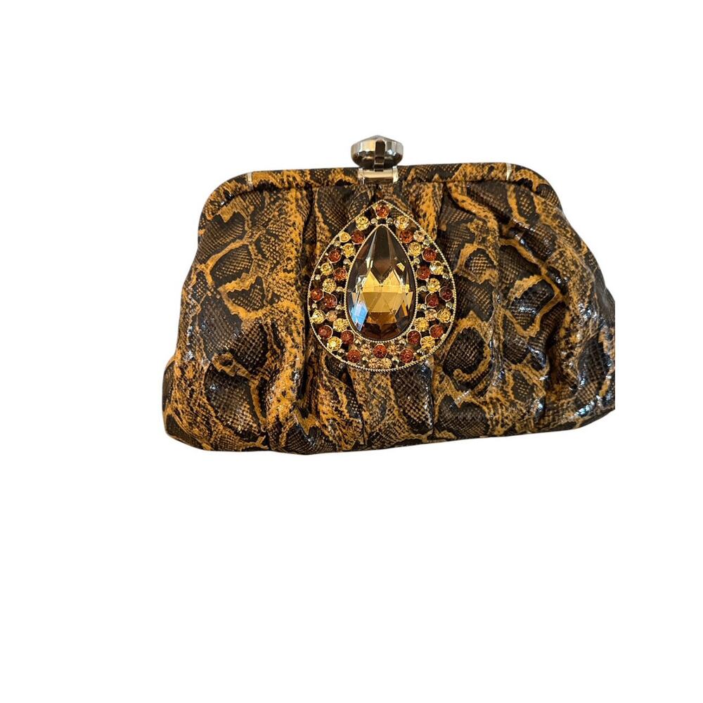 IRIS LANE ANIMAL PRINT LEATHER EMBELLISHED CLUTCH